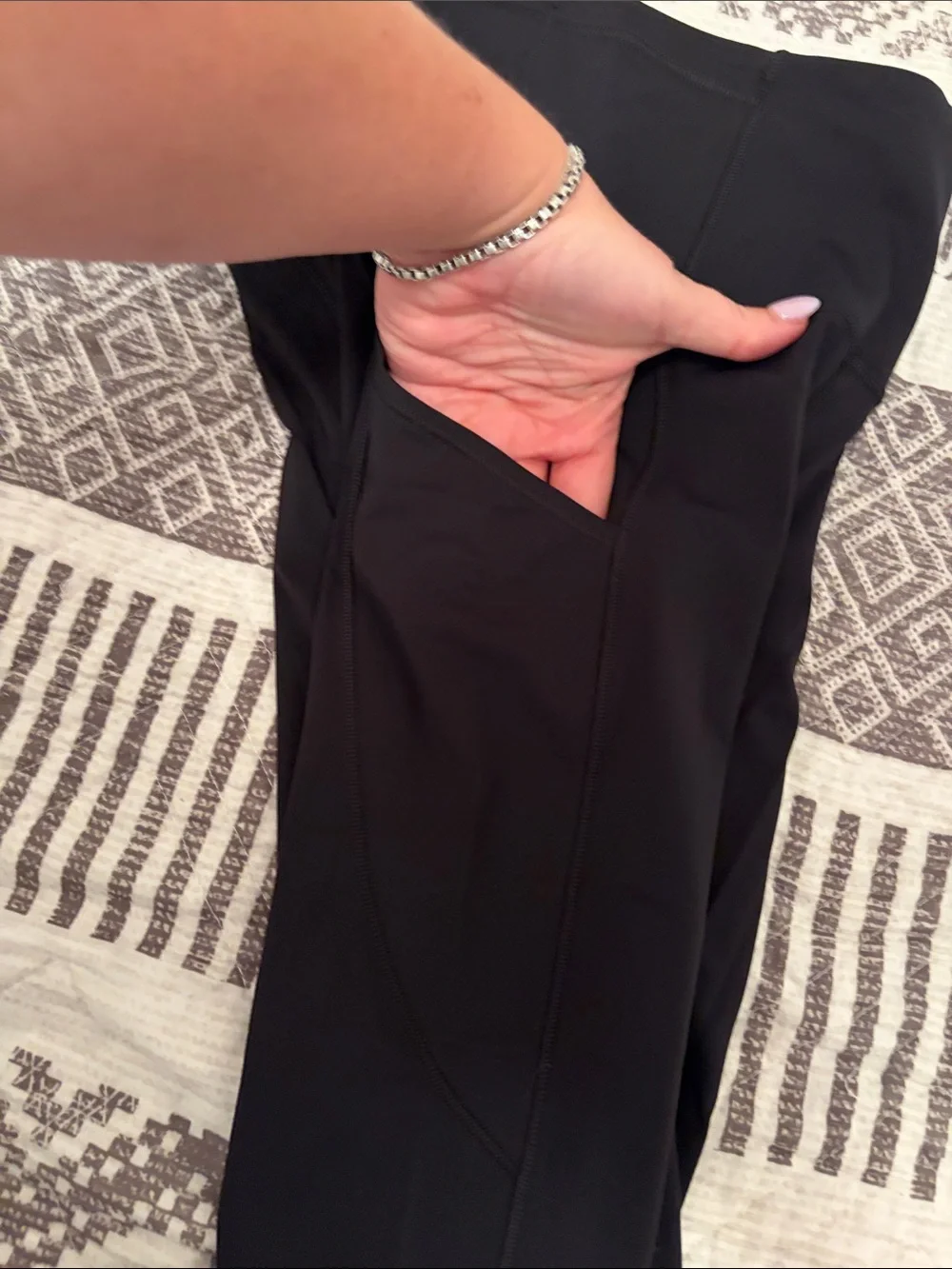 lululemon athletica Black Cropped Leggings with Reflective Dots